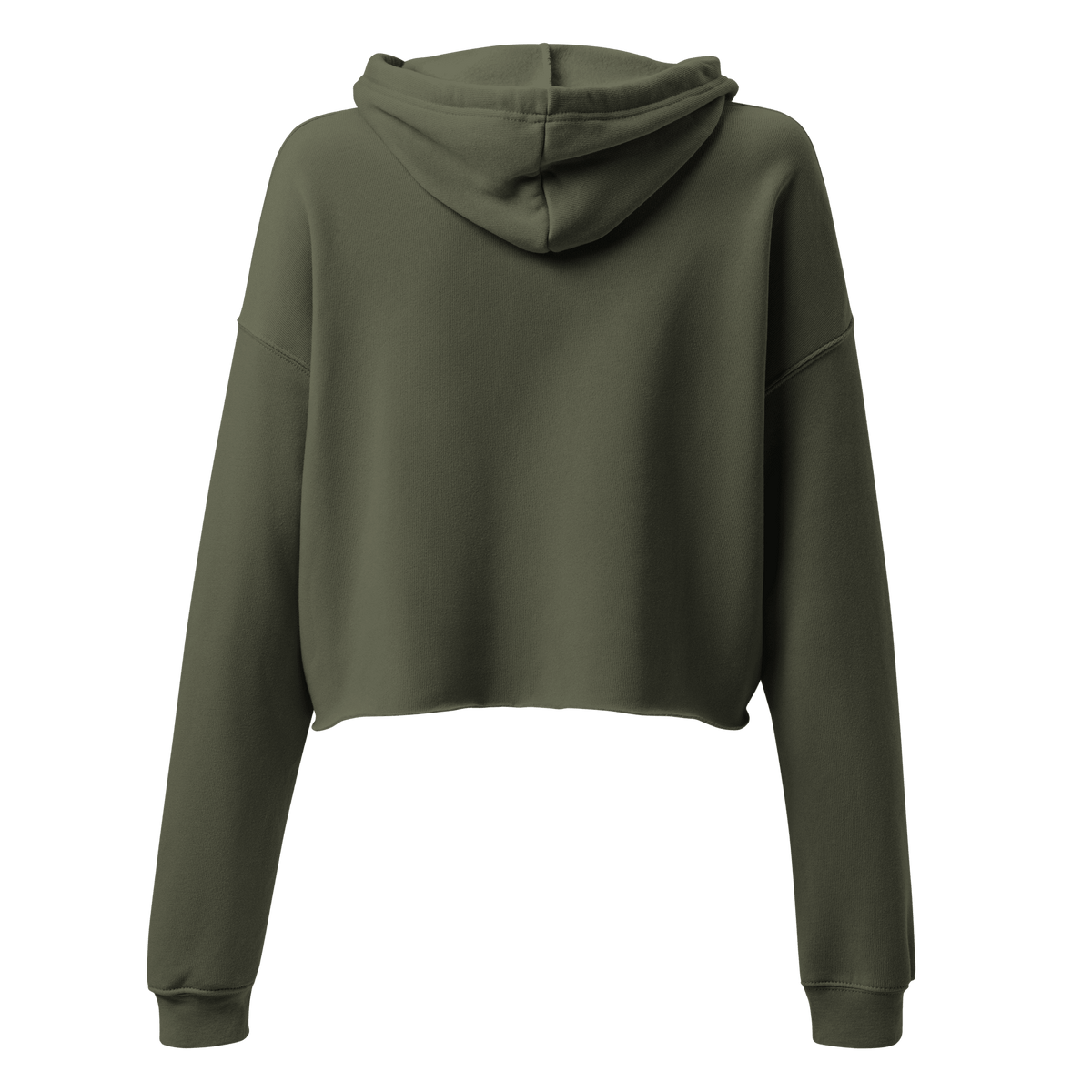 Women's Cropped Motorsport Hoodie in Military Green — back ghost view | Qualifier Collective