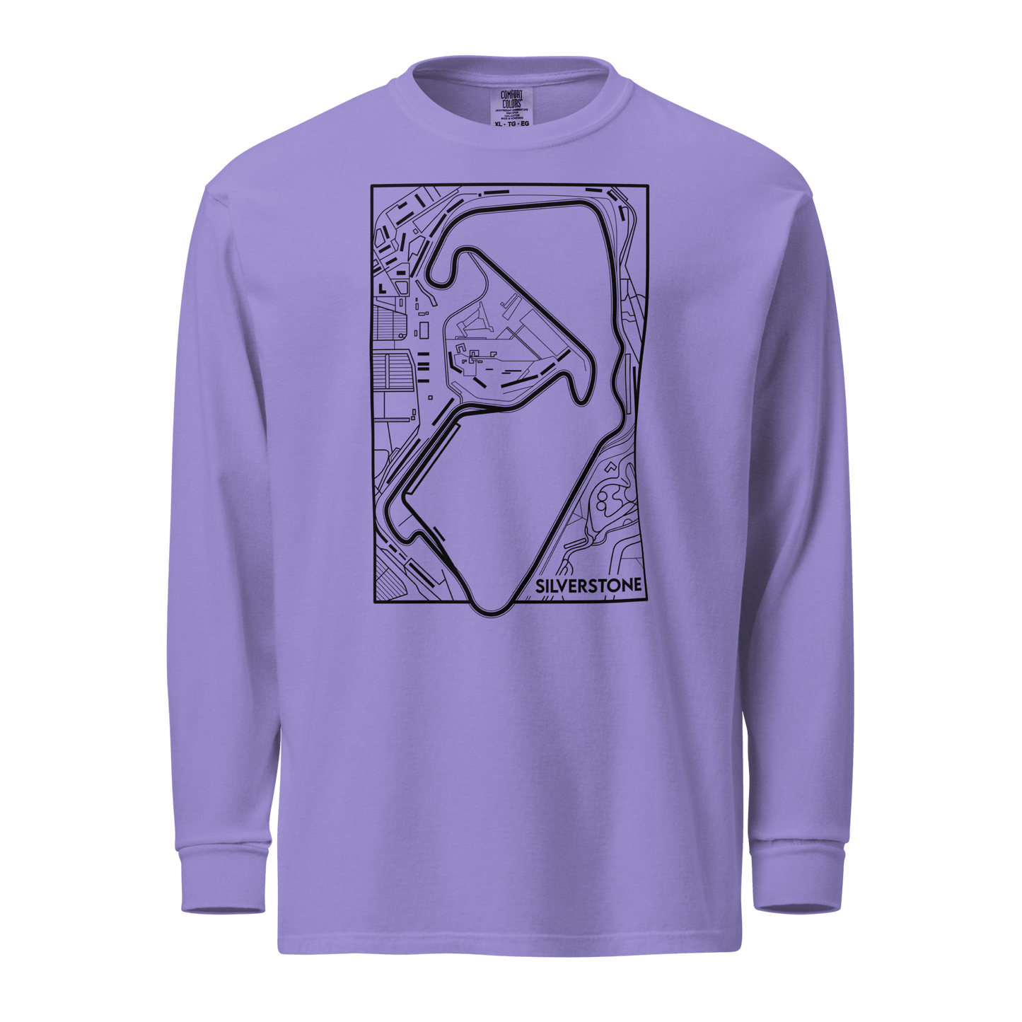 Women's Motorsport Long Sleeve in Violet — ghost front view with circuit map print | Qualifier Collective