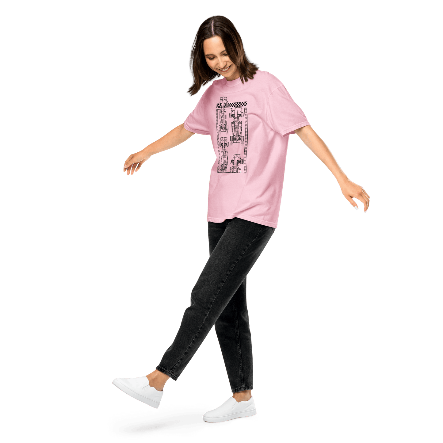 Motorsport Starting Grid Graphic Tee in Blossom— front  on body view with grid start graphic | Qualifier Collective