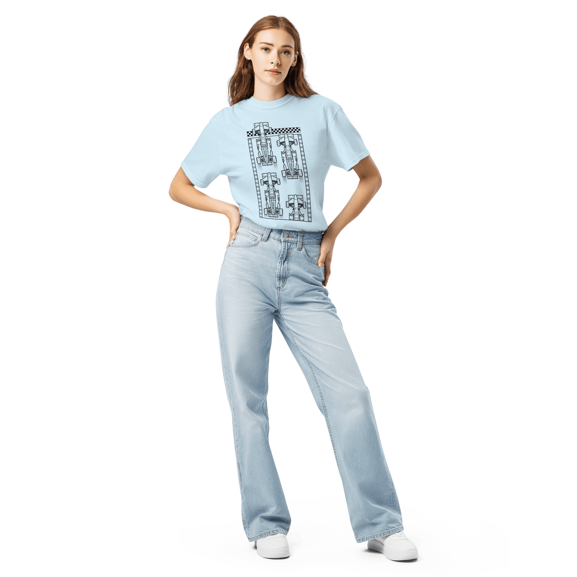 Motorsport Starting Grid Graphic Tee— Starting Grid  — front  on body view with grid start graphic | Qualifier Collective