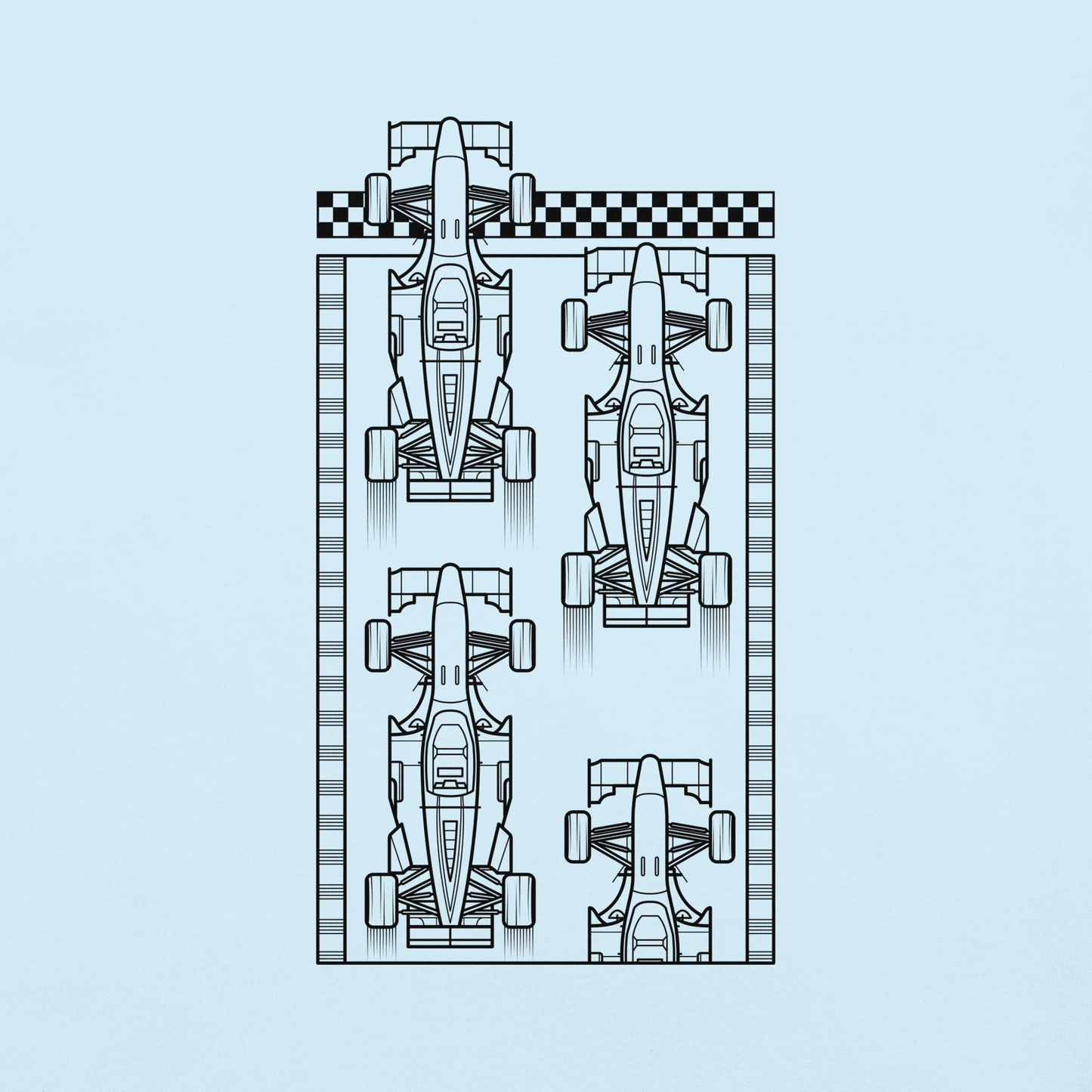 Motorsport Starting Grid Graphic Tee in Chambray Blue— front laid ghost view with graphic detail | Qualifier Collective