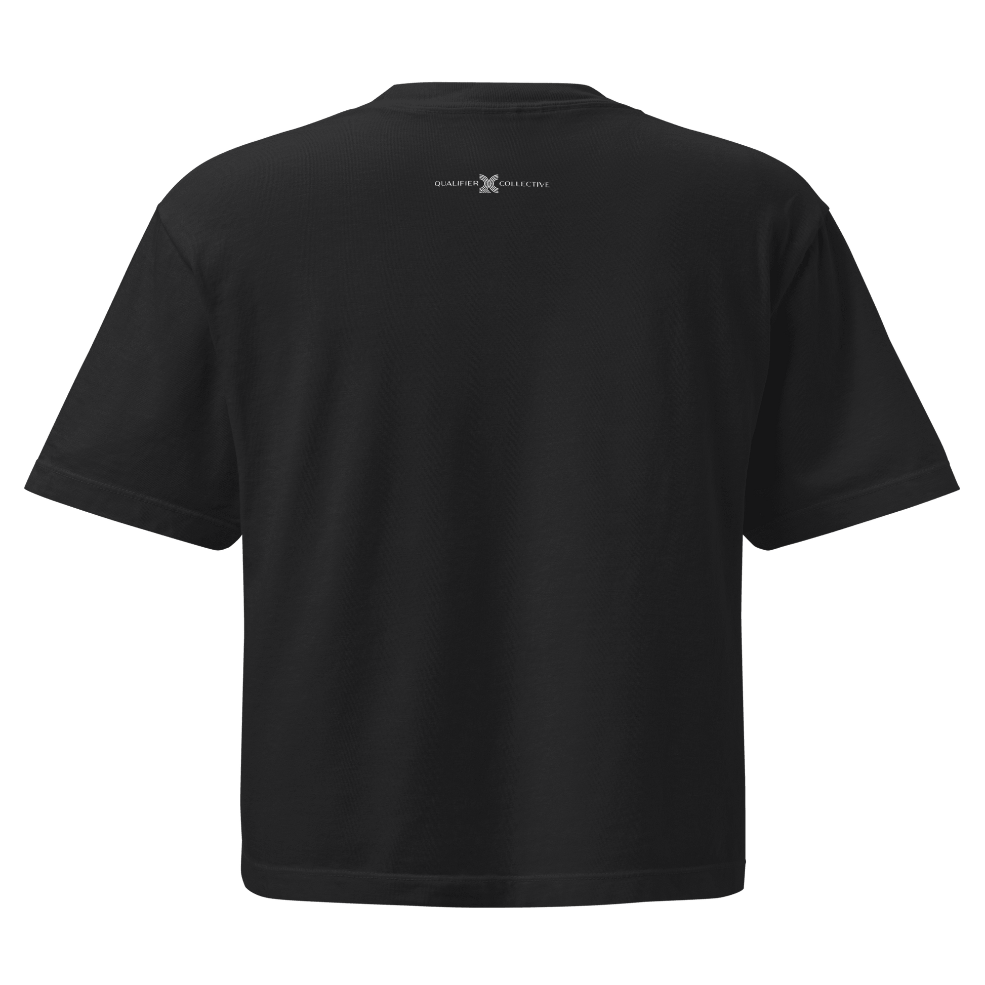 Black Motorsport Graphic Tee — back ghost mockup with QC back logo | Qualifier Collective