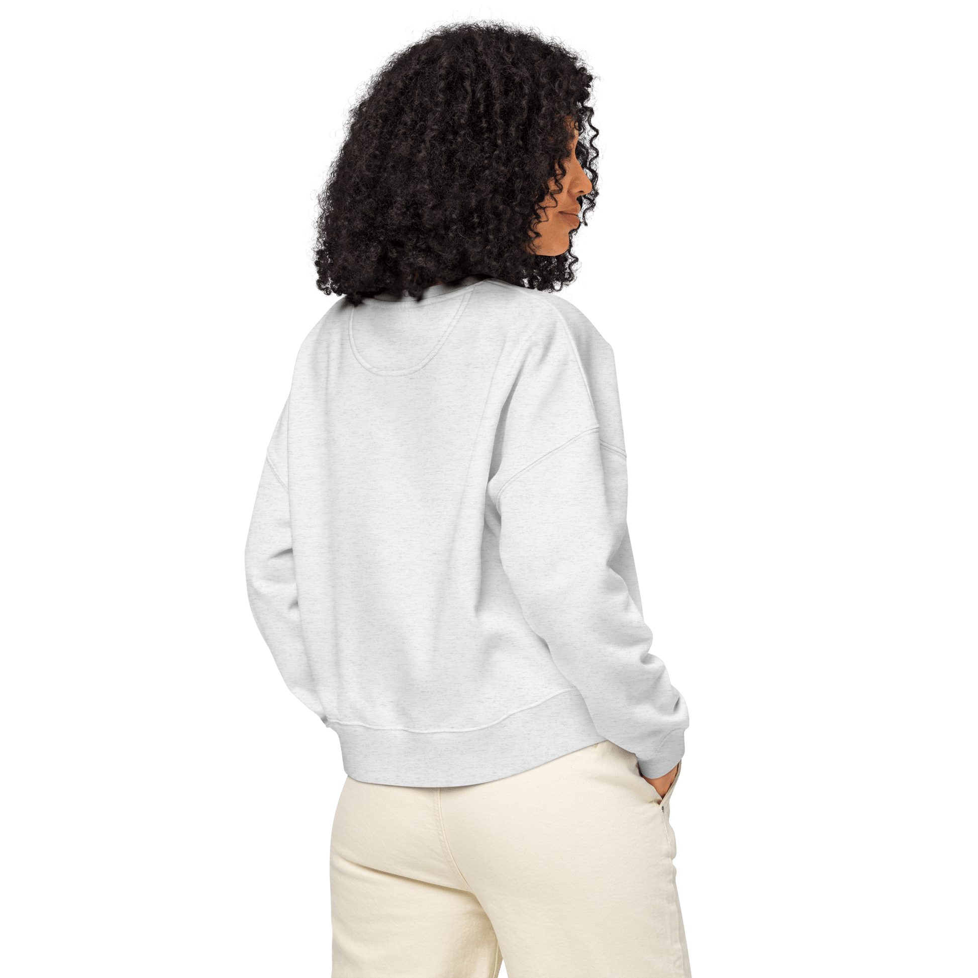 Women's Motorsport Crewneck  in Cool Heather Grey - on body back view | Qualifier Collective